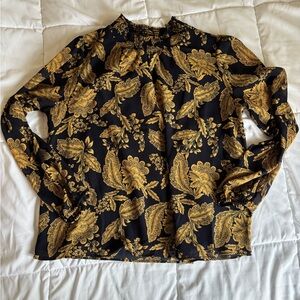 Elegant Black and Gold Floral Women's Top